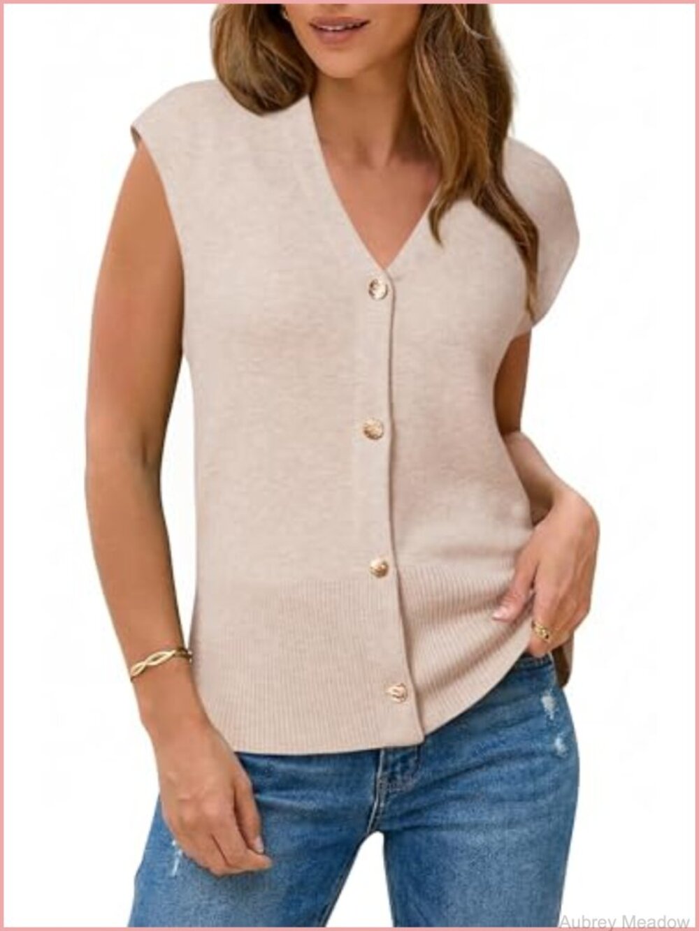 Wool Blend Button Down Sweater Vest V-Neck Sleeveless